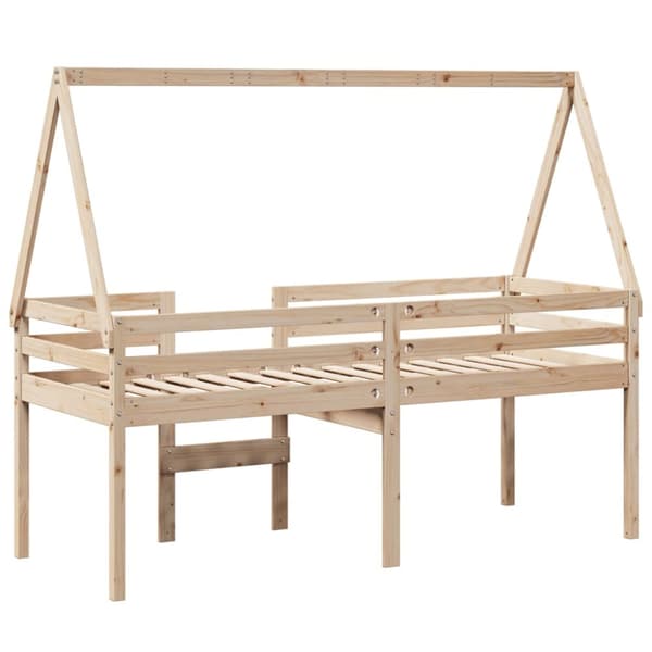 Hög säng med tak 90x190 cm massiv furu