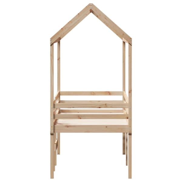 Hög säng med tak 80x200 cm massiv furu