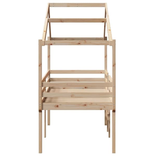 Hög säng med tak 90x190 cm massiv furu