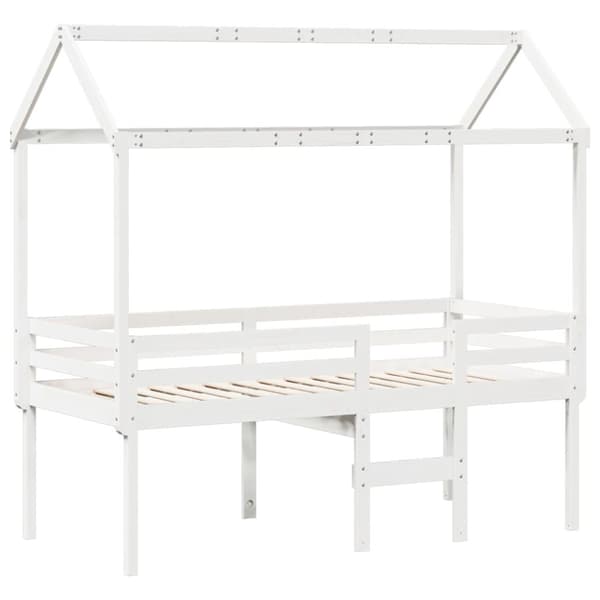 Hög säng med tak vit 75x190 cm massiv furu