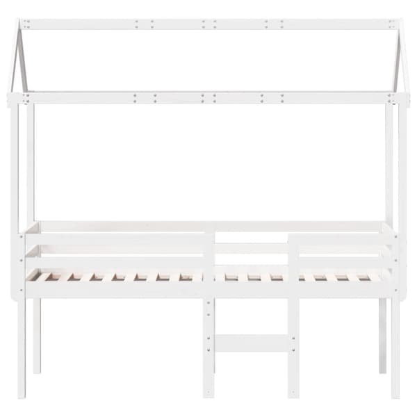 Hög säng med tak vit 75x190 cm massiv furu