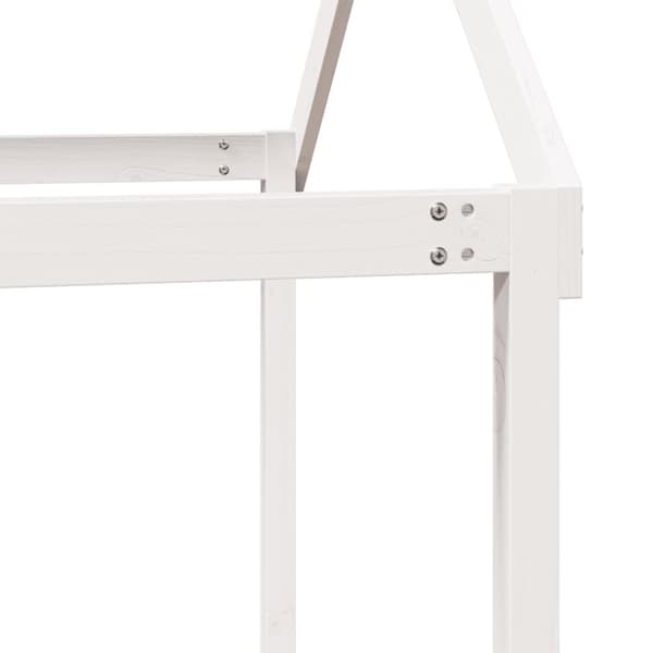 Hög säng med tak vit 75x190 cm massiv furu