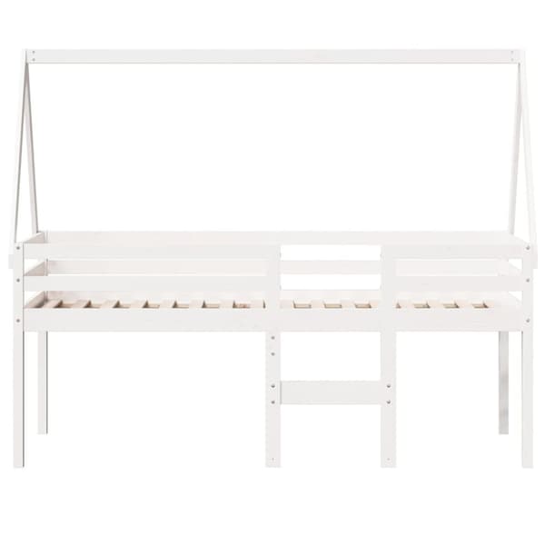 Hög säng med tak vit 75x190 cm massiv furu