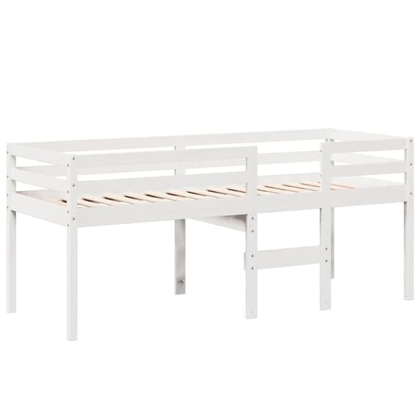 Hög säng med tak vit 75x190 cm massiv furu