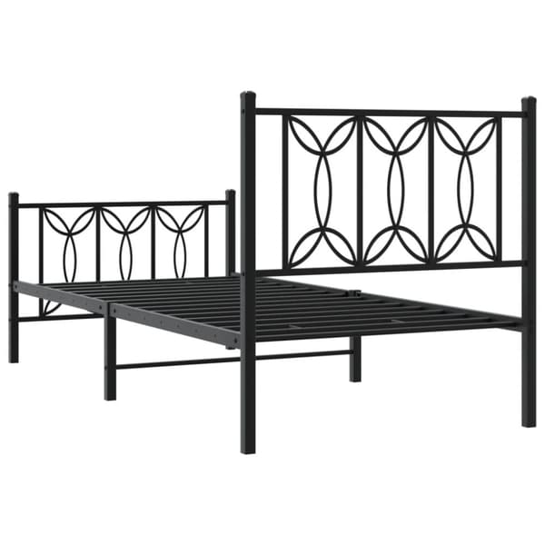 sengeramme med sengegavl og fodgærde 90x190 cm metal sort
