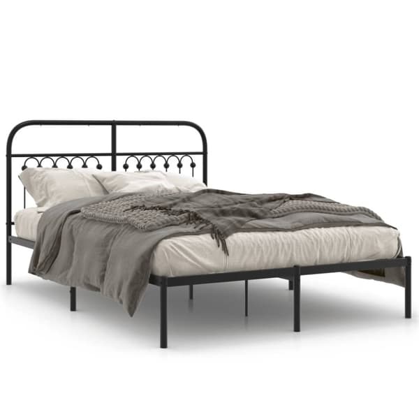 sengeramme med sengegavl 135x190 cm metal sort