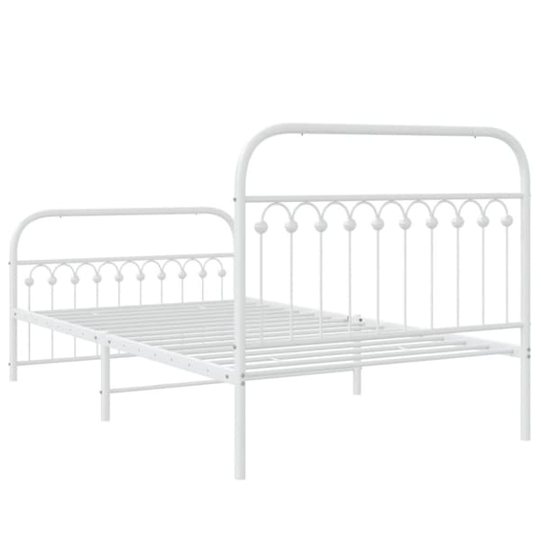 sengeramme med sengegavl og fodgærde 107x203 cm metal hvid
