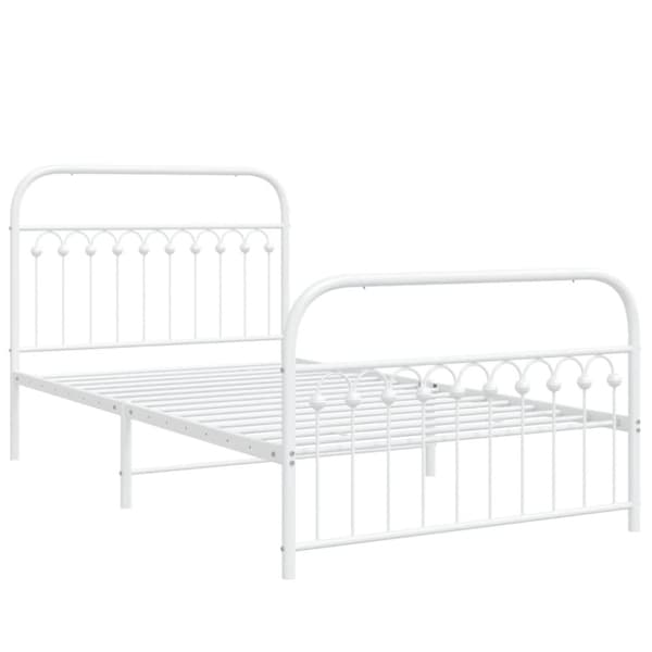 sengeramme med sengegavl og fodgærde 107x203 cm metal hvid