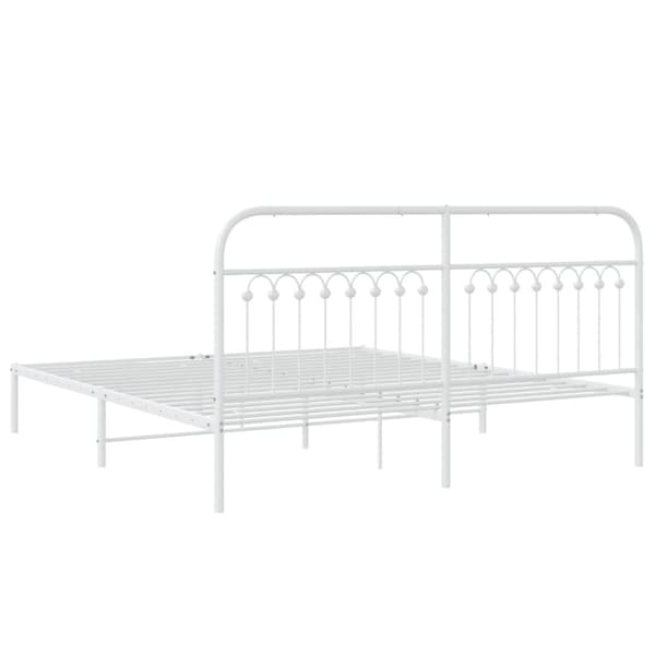 sengeramme med sengegavl 183x213 cm metal hvid