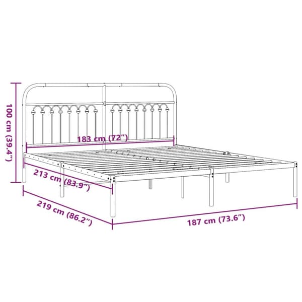 sengeramme med sengegavl 183x213 cm metal hvid
