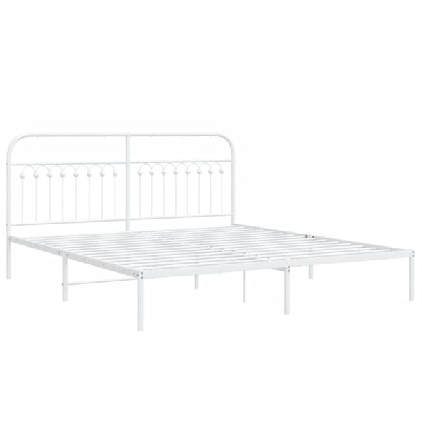 sengeramme med sengegavl 183x213 cm metal hvid