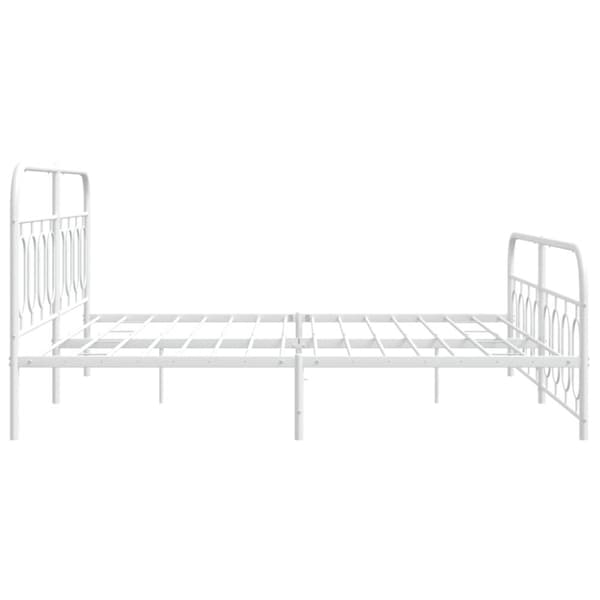 Sängram med huvudgavel och fotgavel vit metall 183x213 cm