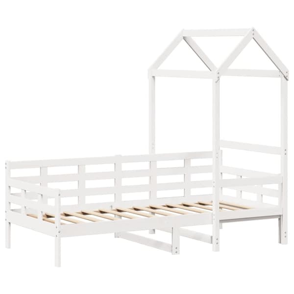 daybed med tag 90x190 cm massivt fyrretræ hvid