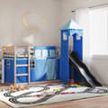 Miniatyrbillede 1 af 10: køjeseng med rutsjebane og forhæng 90x200 cm blå