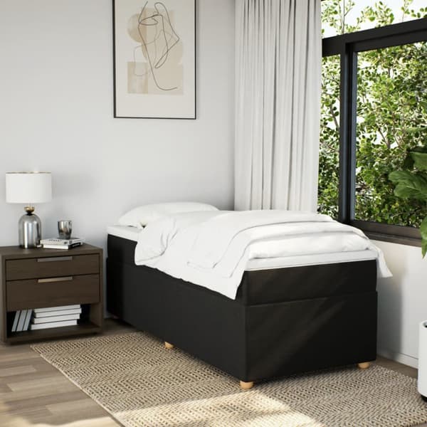 kontinentalseng med madras 90x200 cm stof sort