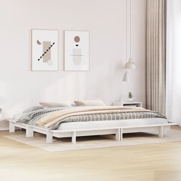 sengeramme uden madras 180x200 cm massivt fyrretræ hvid