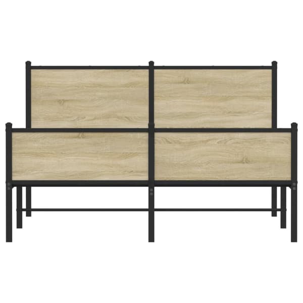 sengeramme med sengegavl og fodgærde 137x190 cm metal sonoma-eg