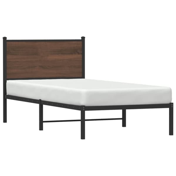 sengeramme med sengegavl 80x200 cm metal brun egetræsfarve