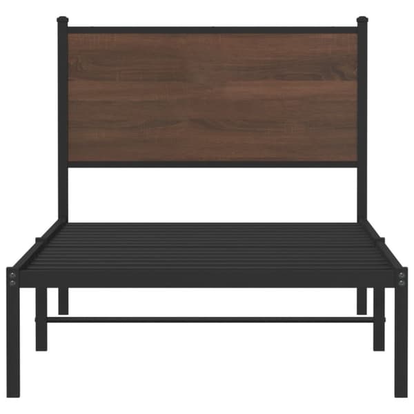 sengeramme med sengegavl 80x200 cm metal brun egetræsfarve