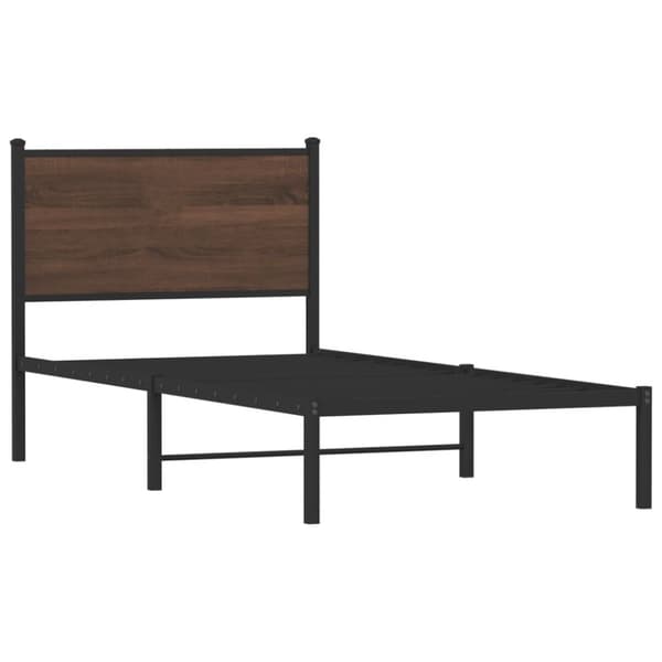 sengeramme med sengegavl 80x200 cm metal brun egetræsfarve