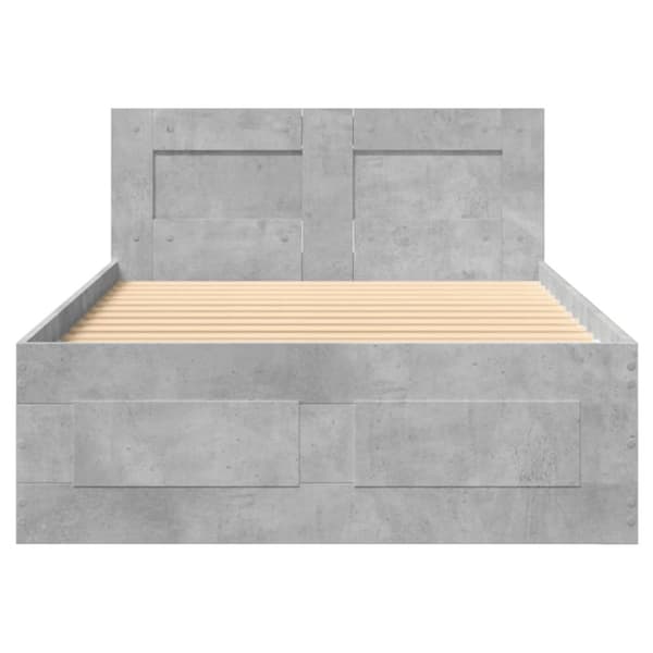 Sängynrunko päädyllä betoninharmaa 90x200 cm tekninen puu