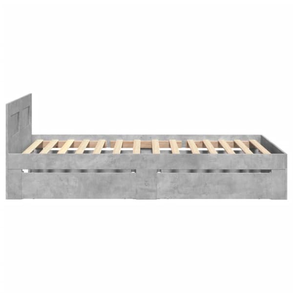 Sängynrunko päädyllä betoninharmaa 90x200 cm tekninen puu