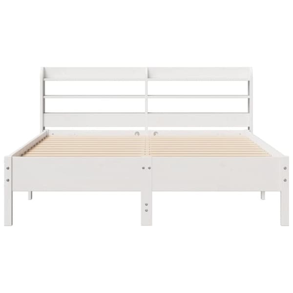 sengeramme uden madras 140x200 cm massivt fyrretræ hvid