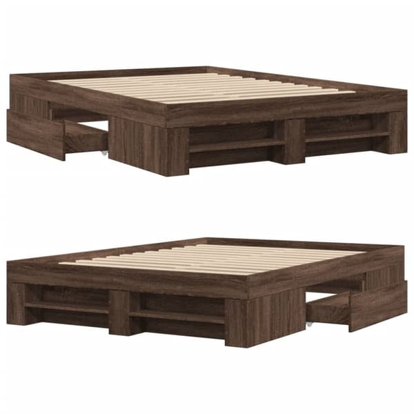 sengeramme 120x190 cm uden madras konstrueret træ brunt eg