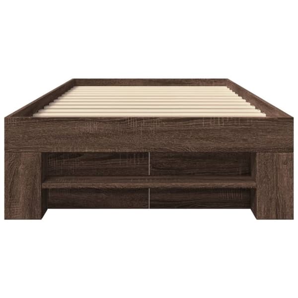 sengeramme 75x190 cm uden madras konstrueret træ brunt eg