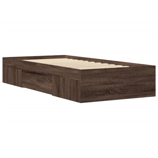 sengeramme 75x190 cm uden madras konstrueret træ brunt eg