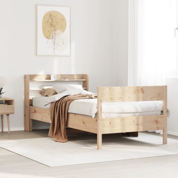 sengeramme uden madras 75x190 cm massivt fyrretræ