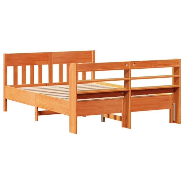 sengeramme uden madras 120x190 cm massivt fyrretræ gyldenbrun
