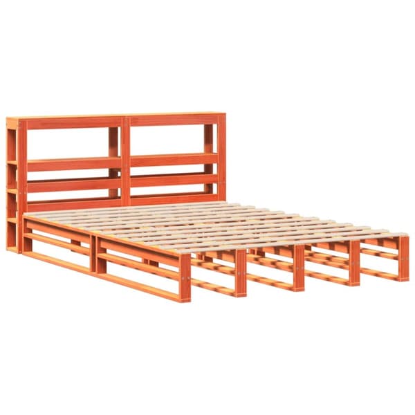 Sängram utan madrass vaxbrun 120x190 cm massiv furu
