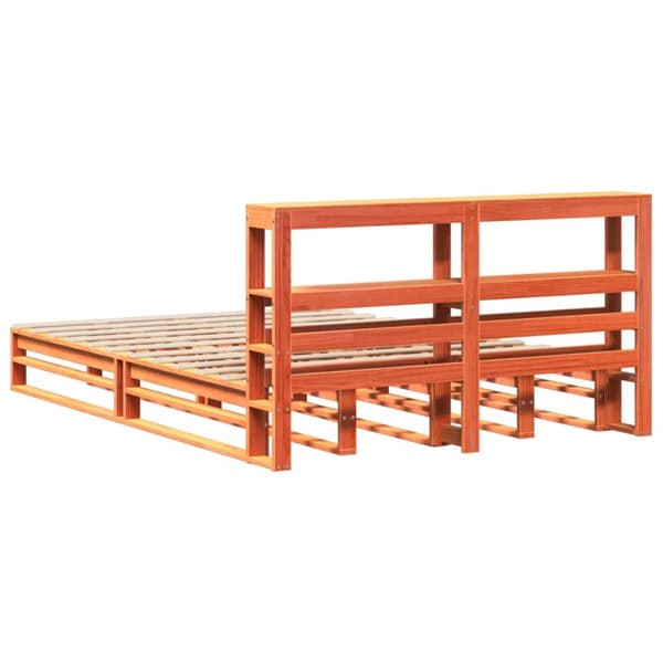 Sängram utan madrass vaxbrun 120x190 cm massiv furu
