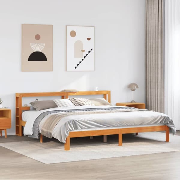 sengeramme uden madras 180x200 cm massivt fyrretræ gyldenbrun