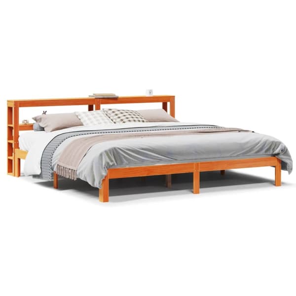 sengeramme uden madras 180x200 cm massivt fyrretræ gyldenbrun