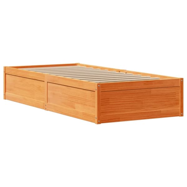 Sängynrunko päädyllä vahanruskea 100x200 cm täysi mänty