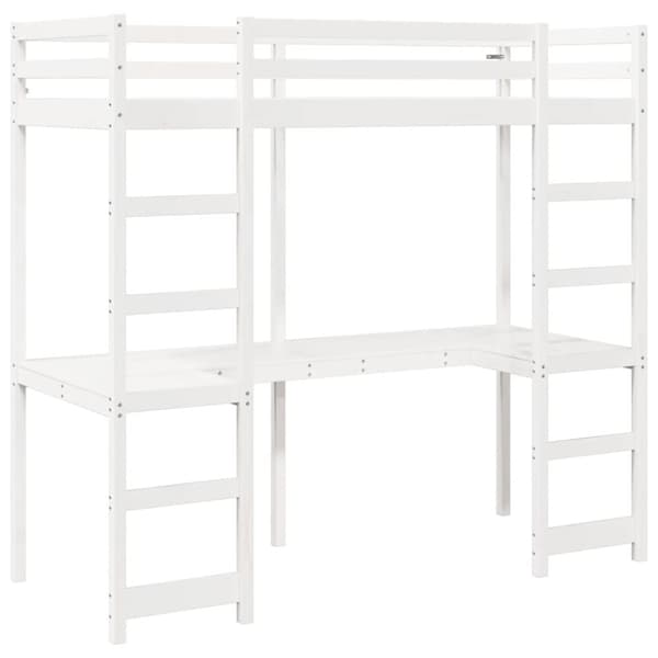 Loftsäng utan madrass vit 75x190 cm massiv furu