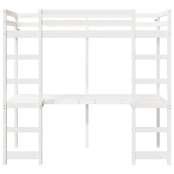 Loftsäng utan madrass vit 75x190 cm massiv furu