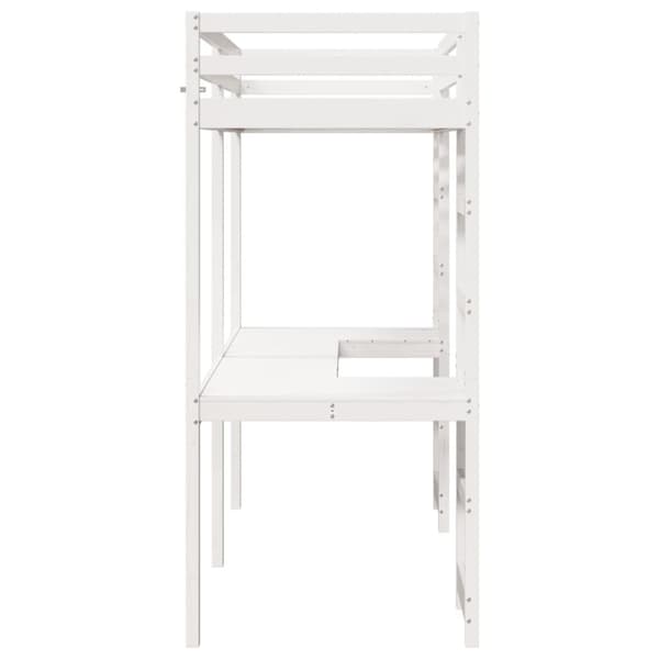 Loftsäng utan madrass vit 75x190 cm massiv furu