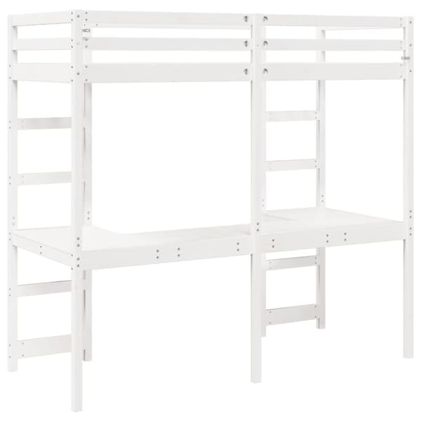 Loftsäng utan madrass vit 75x190 cm massiv furu