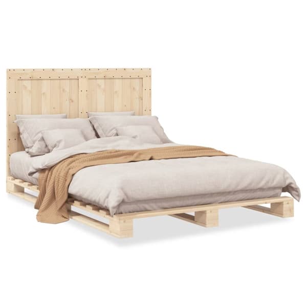 sengeramme med sengegavl 140x200 cm massivt fyrretræ hvid
