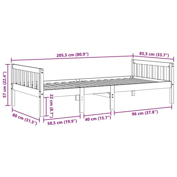 juniorseng uden madras 80x200 cm massivt fyrretræ
