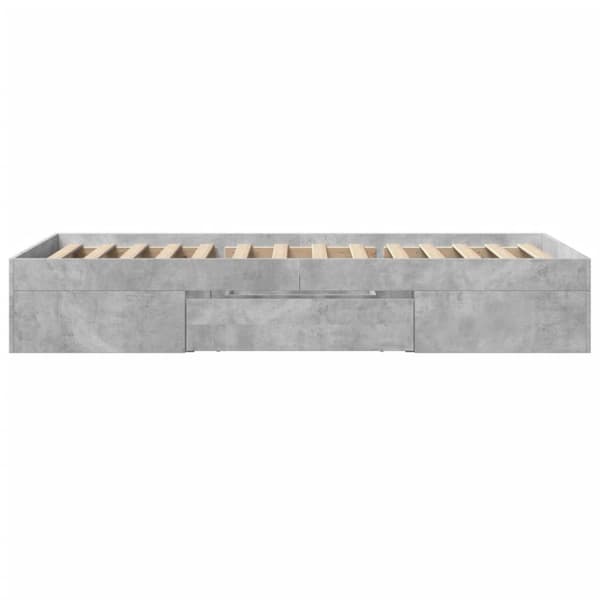 Sängynrunko betoninharmaa 100x200 cm tekninen puu
