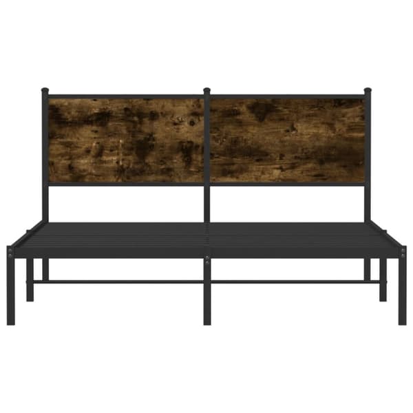 sengeramme med sengegavl 137x190 cm metal røget egetræsfarve