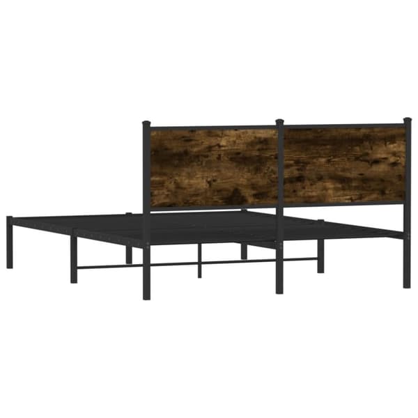 sengeramme med sengegavl 137x190 cm metal røget egetræsfarve