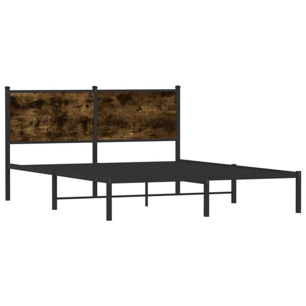 sengeramme med sengegavl 137x190 cm metal røget egetræsfarve