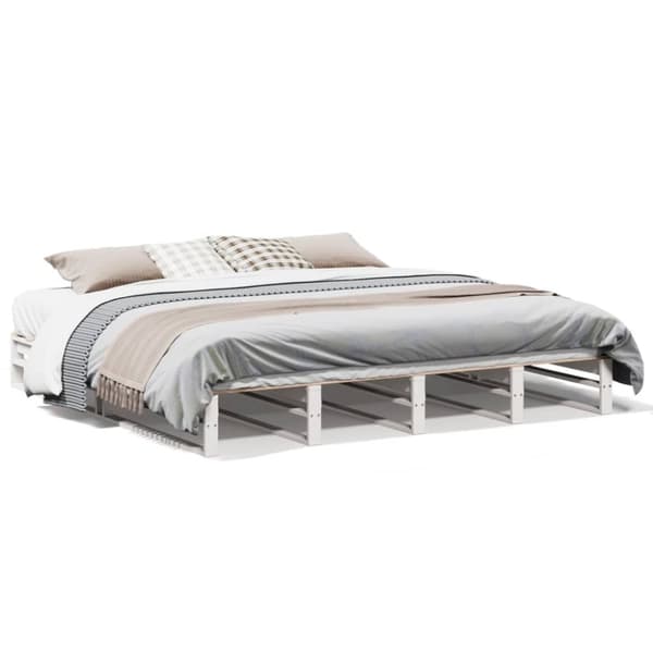 sengeramme uden madras 200x200 cm massivt fyrretræ hvid
