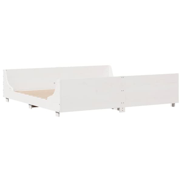 sengeramme uden madras 200x200 cm massivt fyrretræ hvid