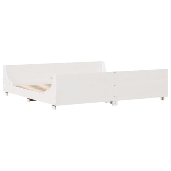 sengeramme uden madras 200x200 cm massivt fyrretræ hvid